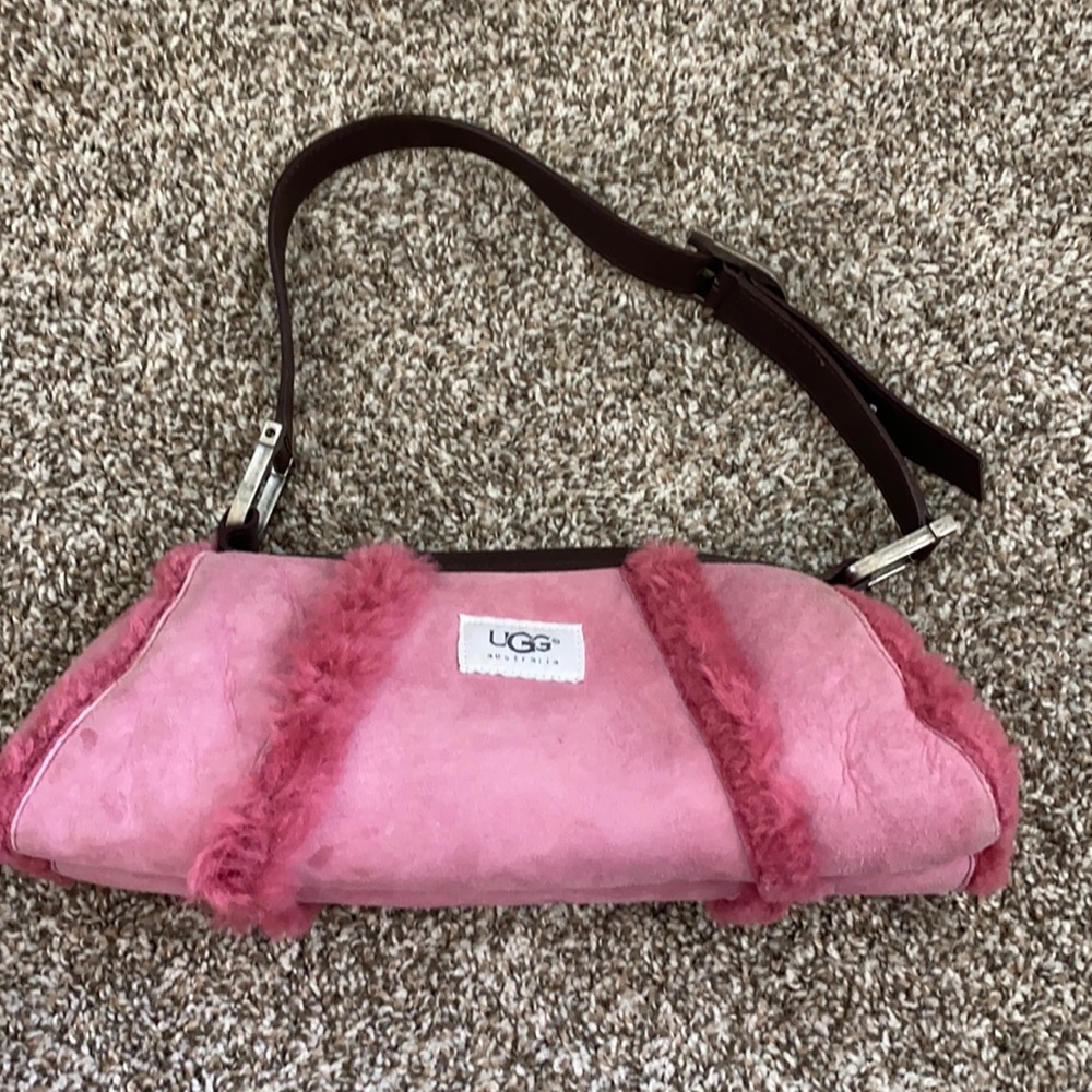 UGG Pink Fur Baguette Bag